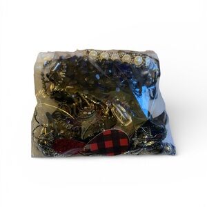 Mixed Jewelry Lot with Red Black and silver pieces 2LB 2 oz